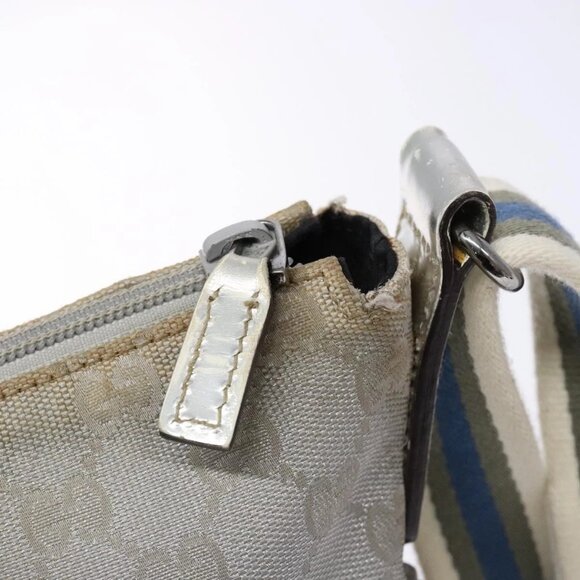 GUCCI GG Canvas Sherry Line Shoulder Bag Silver - Picture 8 of 16